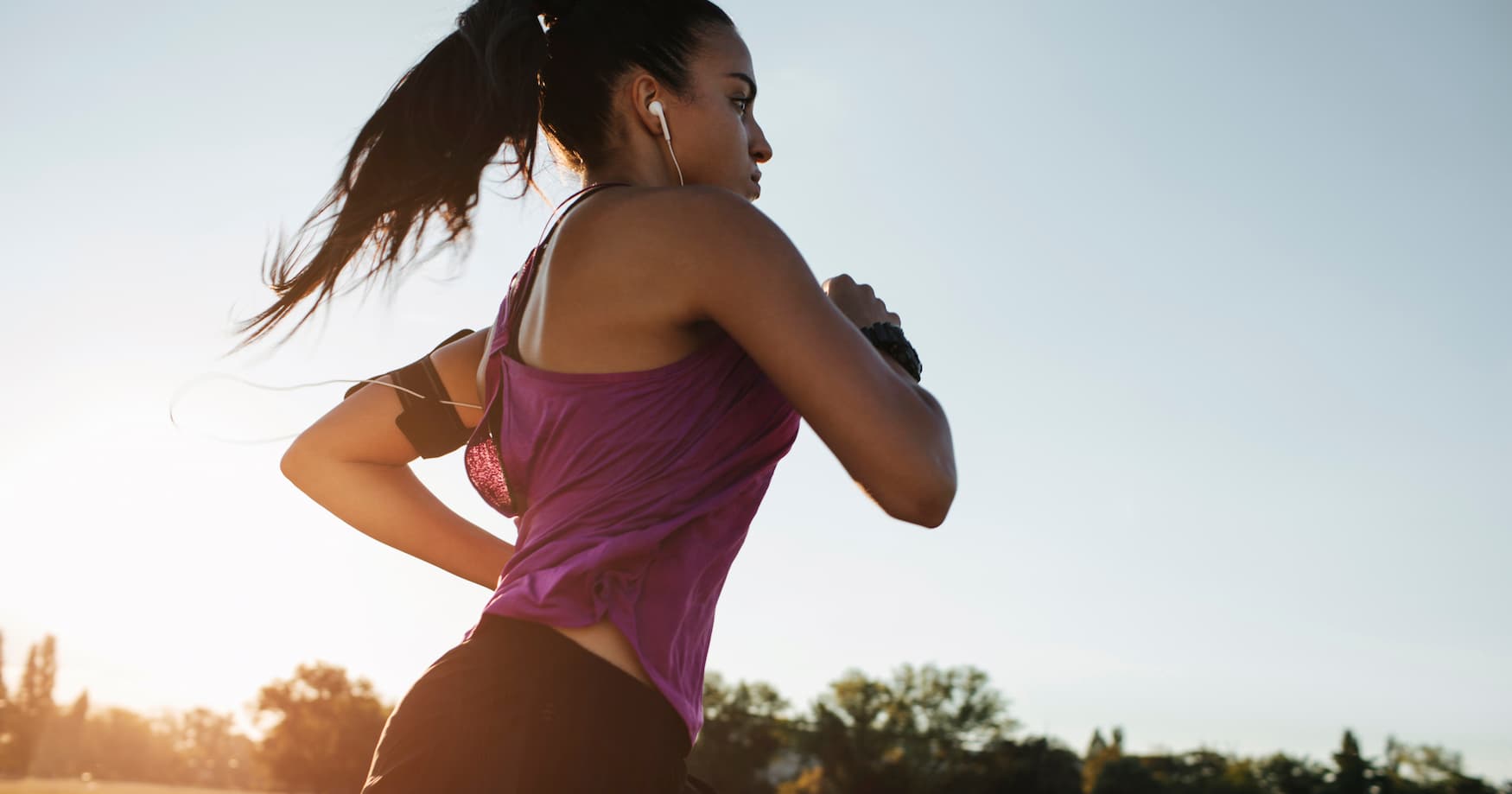 woman running during sunset